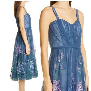 Marchesa Notte Embroidered Floral Tulle Dress